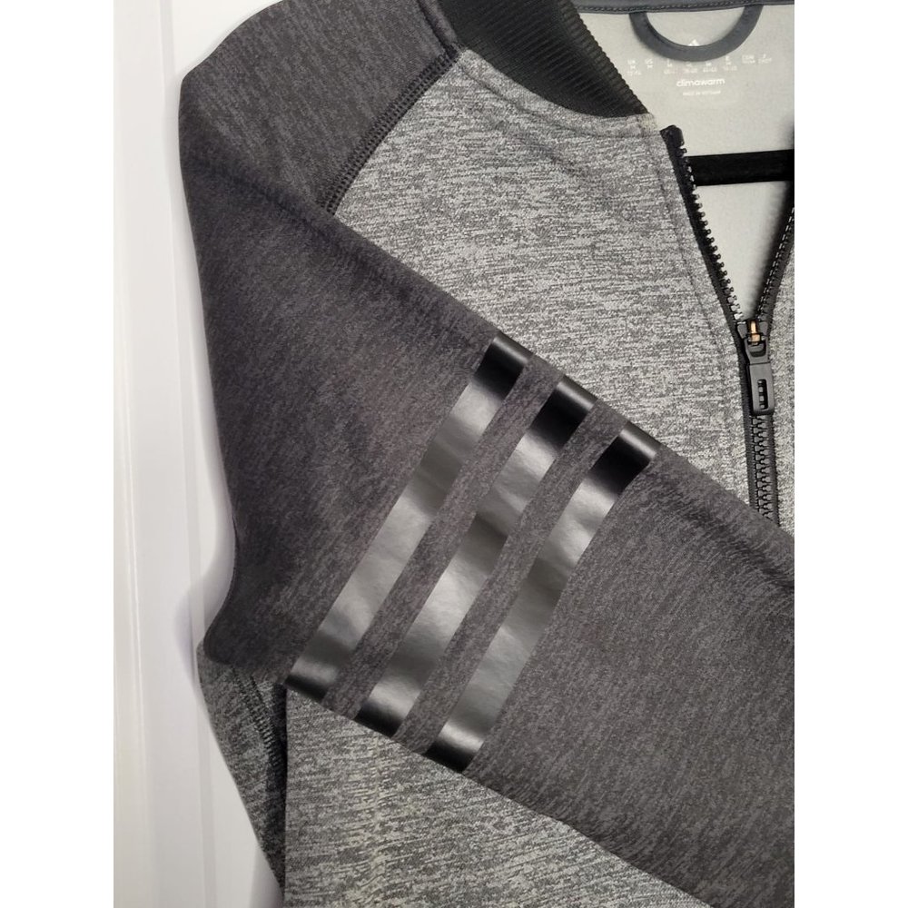 🌼HP🌼 Adidas Women's ClimaWarm Full Zip Heather Gray/Black Fleece Jacket - M - Picture 9 of 11